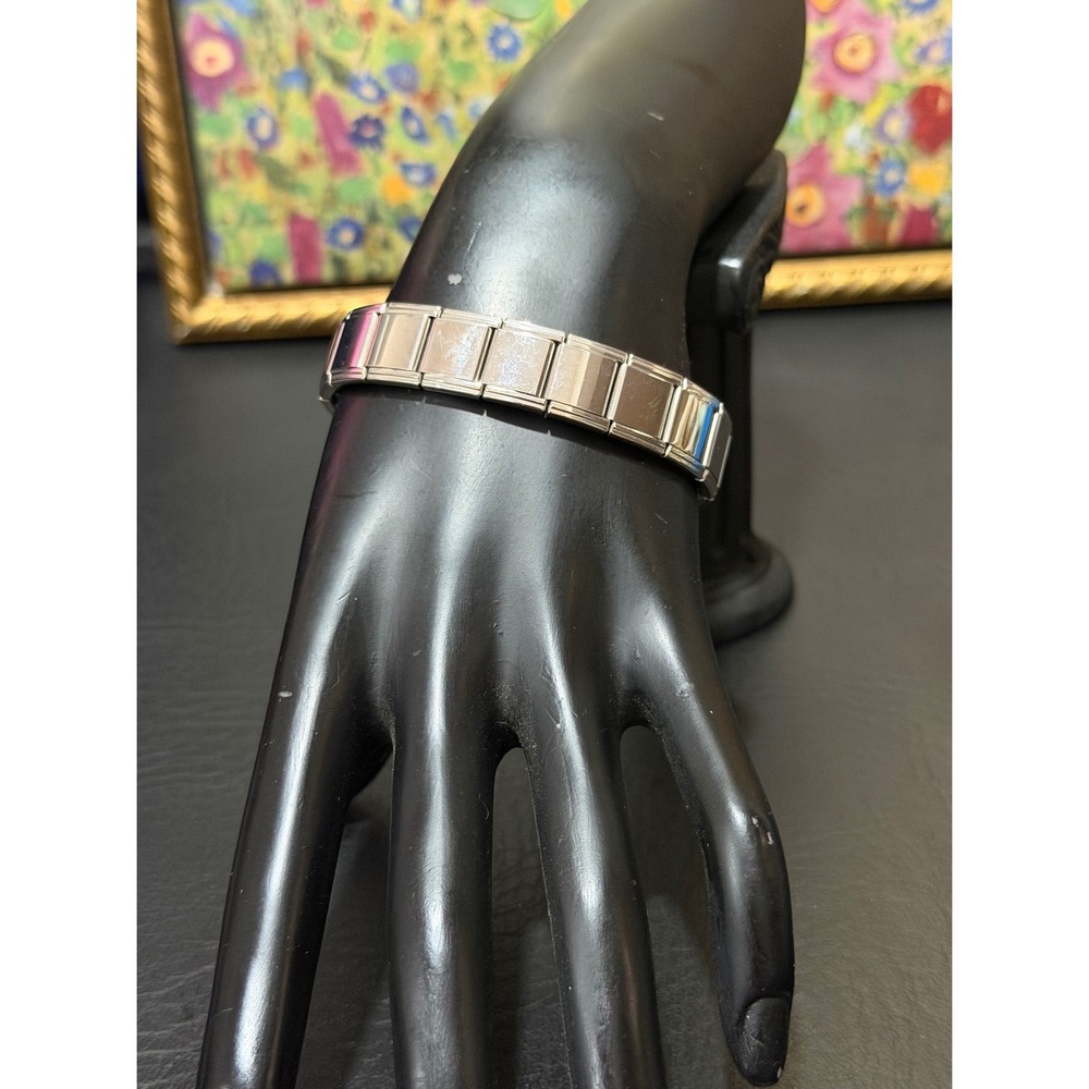 Italian Charm Bracelet‎ Unisex 7in Silver Good Stainless Steel Modular Unbranded
